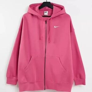 Nike - NSW Essentials Fleece Full-Zip Hoodie Sweatshirt DD5634 | Medium | Pink